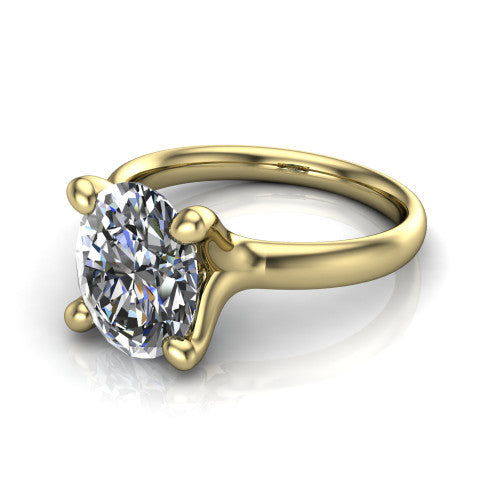 Brynlee oval classic engagement ring in 14K Yellow Gold, three-quarter perspective showing the oval center diamond above a clean polished band