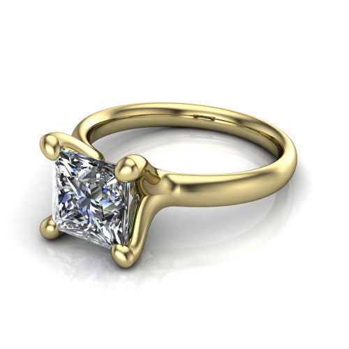 Brynlee princess-cut classic engagement ring in 14K Yellow Gold, three-quarter perspective showing the princess-cut center diamond above a clean polished band