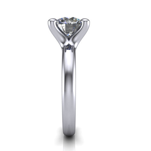Brynlee round classic engagement ring in 14K White Gold, side profile showing the polished band and comfort-fit profile in side view