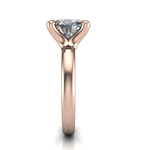 Brynlee oval classic engagement ring in 14K Rose Gold, side profile showing the polished band and comfort-fit profile in side view