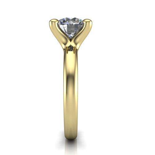 Brynlee round classic engagement ring in 18K Yellow Gold, side profile showing the polished band and comfort-fit profile in side view