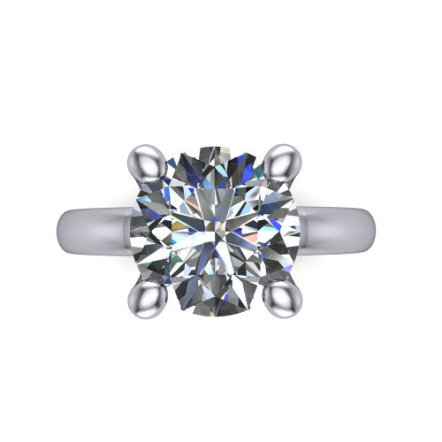 Brynlee round classic engagement ring in Platinum, top-down view showing the round center diamond in its four-prong head from above