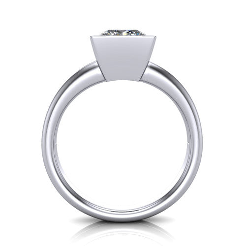 Emersyn princess-cut classic engagement ring in Platinum, through-finger front profile showing the full bezel setting and open gallery