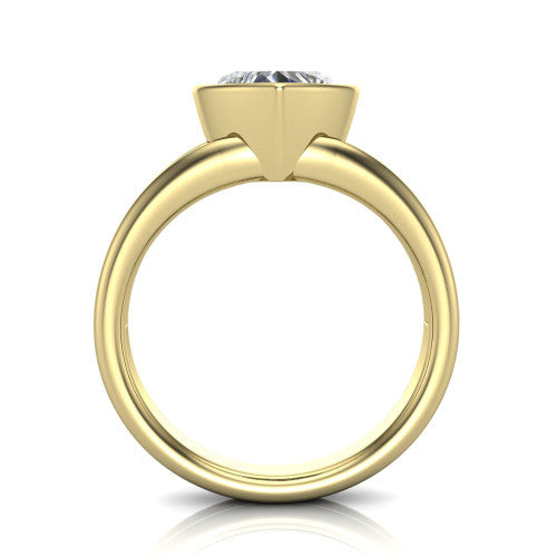Emersyn heart-shaped classic engagement ring in 14K Yellow Gold, through-finger front profile showing the full bezel setting and open gallery