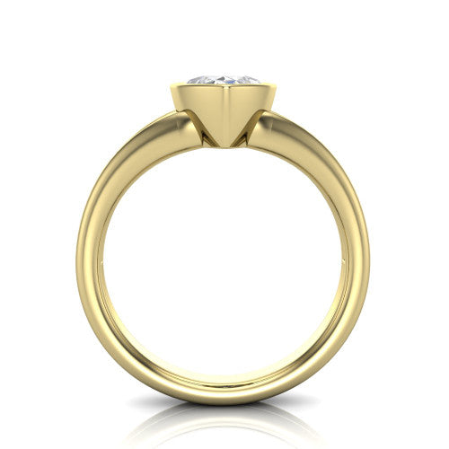 Emersyn marquise-cut classic engagement ring in 14K Yellow Gold, through-finger front profile showing the full bezel setting and open gallery