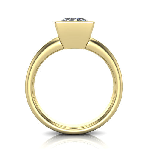 Emersyn princess-cut classic engagement ring in 14K Yellow Gold, through-finger front profile showing the full bezel setting and open gallery