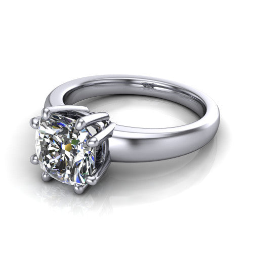 Vera Cushion Shape Classic Engagement Ring in 14K White Gold