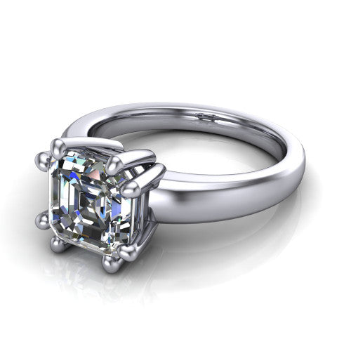 Vera Square Emerald Shape Classic Engagement Ring in Platinum