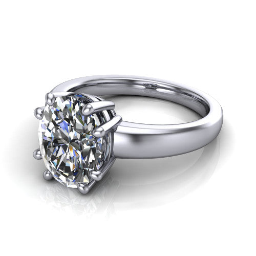 Vera Oval Shape Classic Engagement Ring in Platinum