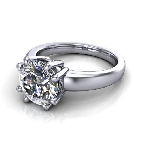 Vera Round Shape Classic Engagement Ring in 18K White Gold