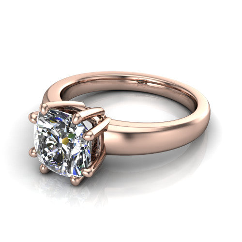 Vera Cushion Shape Classic Engagement Ring in 14K Rose Gold