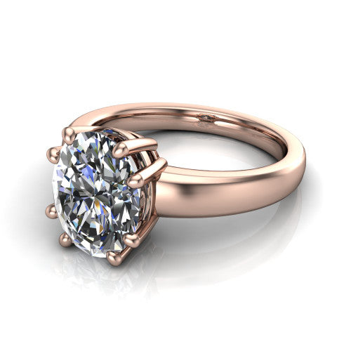 Vera Oval Shape Classic Engagement Ring in 14K Rose Gold