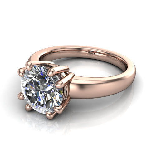 Vera Round Shape Classic Engagement Ring in 14K Rose Gold