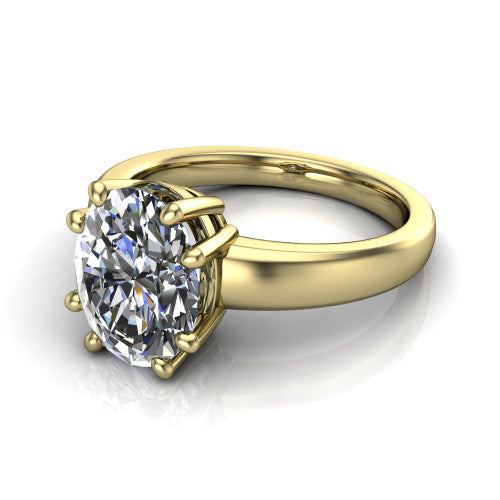 Vera Oval Shape Classic Engagement Ring in 18K Yellow Gold