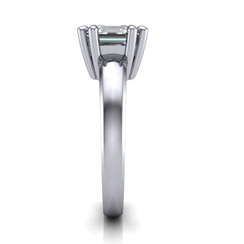 Vera Square Emerald Shape Classic Engagement Ring in 14K White Gold