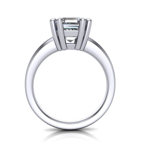 Vera Square Emerald Shape Classic Engagement Ring in 14K White Gold
