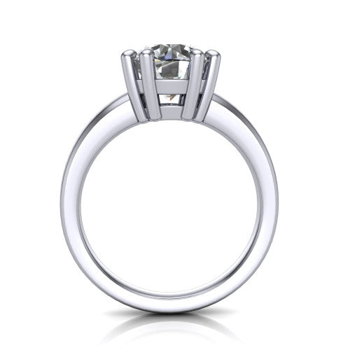 Vera Round Shape Classic Engagement Ring in 14K White Gold