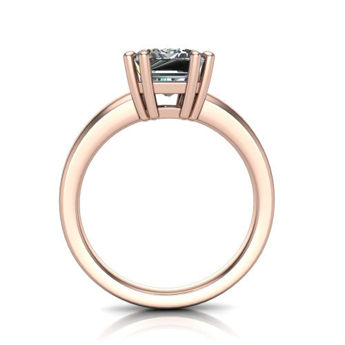 Vera Emerald Shape Classic Engagement Ring in 14K Rose Gold
