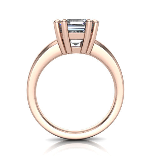 Vera Square Emerald Shape Classic Engagement Ring in 18K Rose Gold