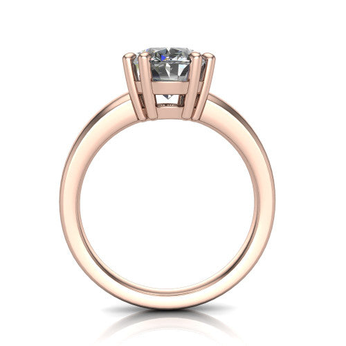 Vera Oval Shape Classic Engagement Ring in 18K Rose Gold