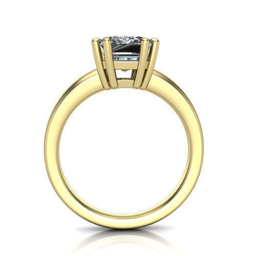 Vera Emerald Shape Classic Engagement Ring in 18K Yellow Gold