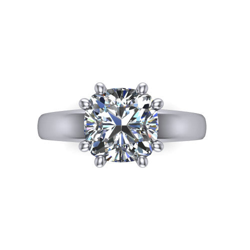 Vera Cushion Shape Classic Engagement Ring in 18K White Gold