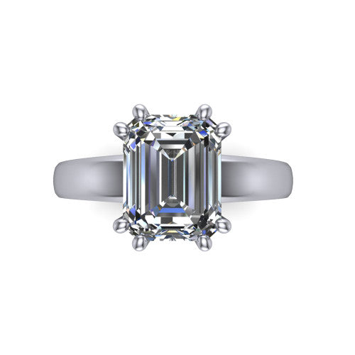 Vera Emerald Shape Classic Engagement Ring in Platinum