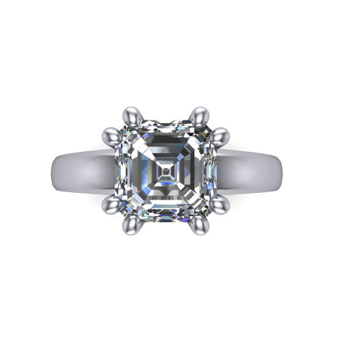 Vera Square Emerald Shape Classic Engagement Ring in Platinum