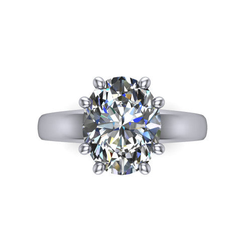 Vera Oval Shape Classic Engagement Ring in 14K White Gold