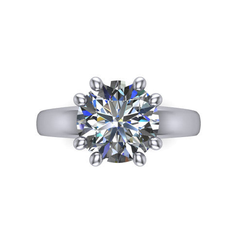 Vera Round Shape Classic Engagement Ring in 18K White Gold