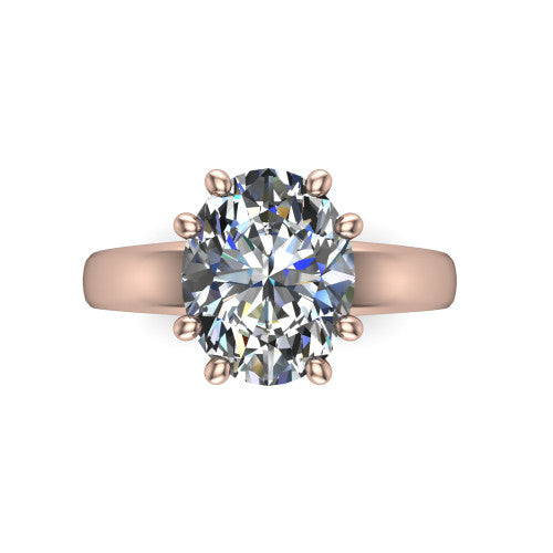Vera Oval Shape Classic Engagement Ring in 14K Rose Gold