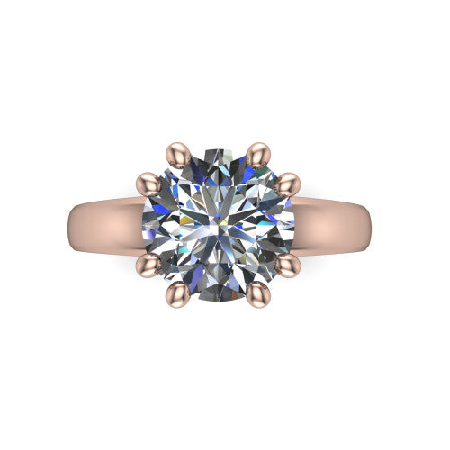 Vera Round Shape Classic Engagement Ring in 14K Rose Gold
