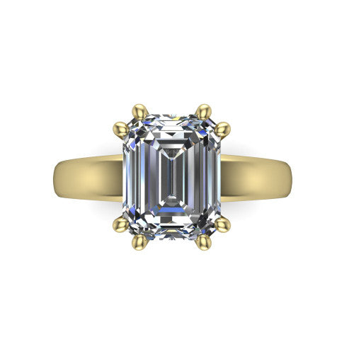 Vera Emerald Shape Classic Engagement Ring in 18K Yellow Gold