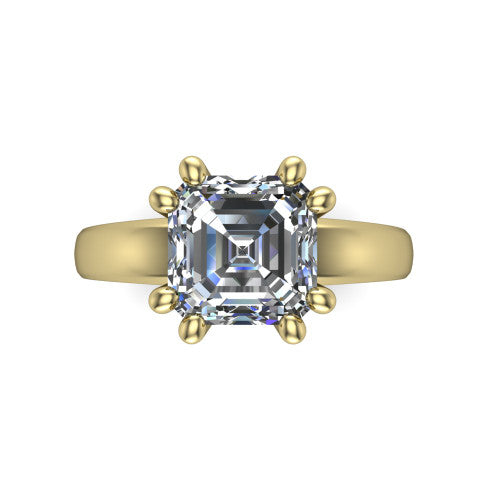 Vera Square Emerald Shape Classic Engagement Ring in 14K Yellow Gold