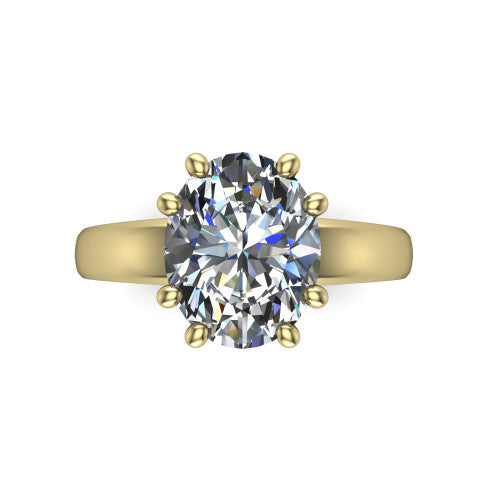 Vera Oval Shape Classic Engagement Ring in 18K Yellow Gold