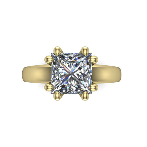 Vera Princess Shape Classic Engagement Ring in 18K Yellow Gold