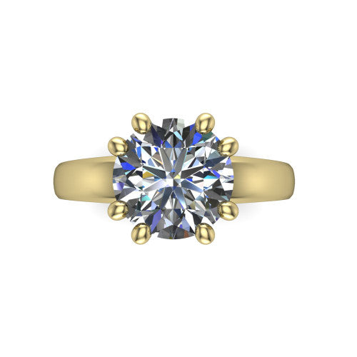 Vera Round Shape Classic Engagement Ring in 14K Yellow Gold