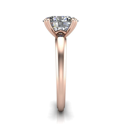Erika oval classic engagement ring in 18K Rose Gold, side profile showing the four-prong head and polished profile in side view