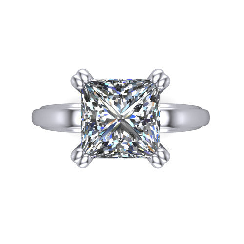 Erika princess-cut classic engagement ring in 14K White Gold, top-down view showing the princess-cut center diamond and four prongs from above