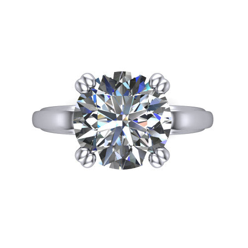 Erika round classic engagement ring in 14K White Gold, top-down view showing the round center diamond and four prongs from above