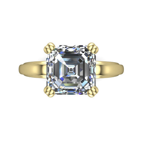 Erika square emerald-cut classic engagement ring in 14K Yellow Gold, top-down view showing the square emerald-cut center diamond and four prongs from above
