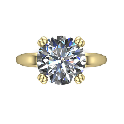 Erika round classic engagement ring in 14K Yellow Gold, top-down view showing the round center diamond and four prongs from above