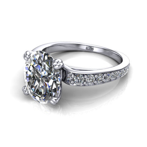 Sydney Oval Shape Classic Engagement Ring in 18K White Gold