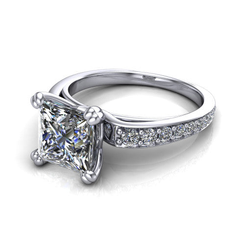 Sydney Princess Shape Classic Engagement Ring in Platinum