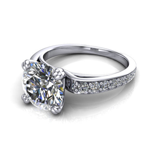 Sydney Round Shape Classic Engagement Ring in 14K White Gold