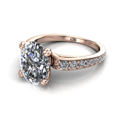 Sydney Oval Shape Classic Engagement Ring in 18K Rose Gold
