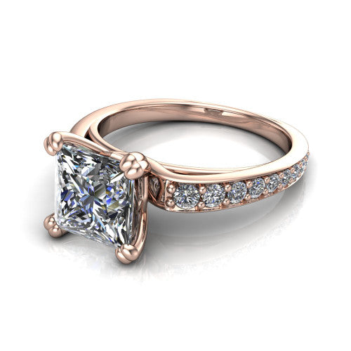 Sydney Princess Shape Classic Engagement Ring in 18K Rose Gold