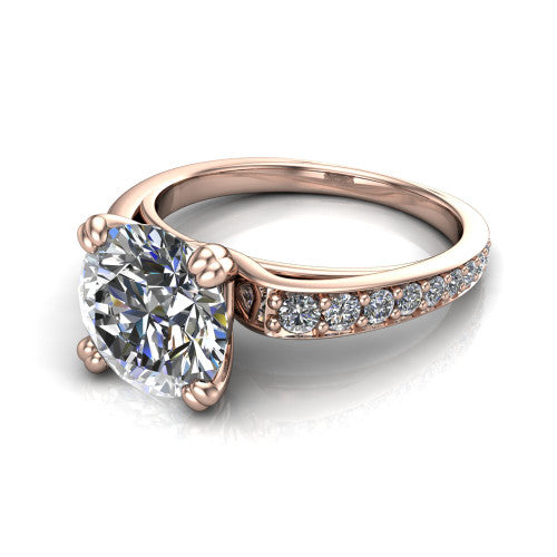 Sydney Round Shape Classic Engagement Ring in 14K Rose Gold