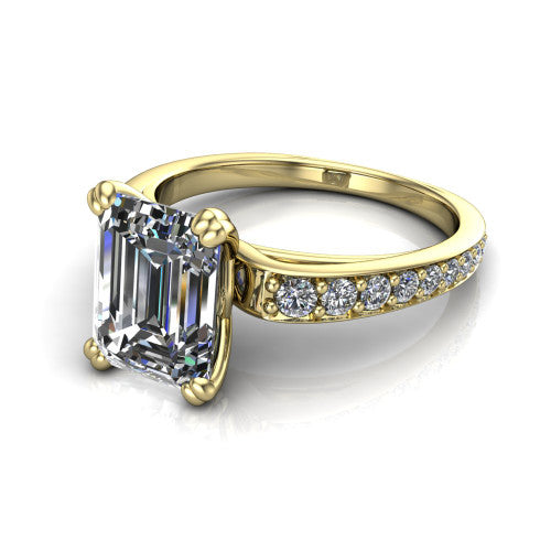 Sydney Emerald Shape Classic Engagement Ring in 18K Yellow Gold