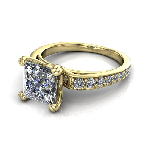 Sydney Princess Shape Classic Engagement Ring in 14K Yellow Gold